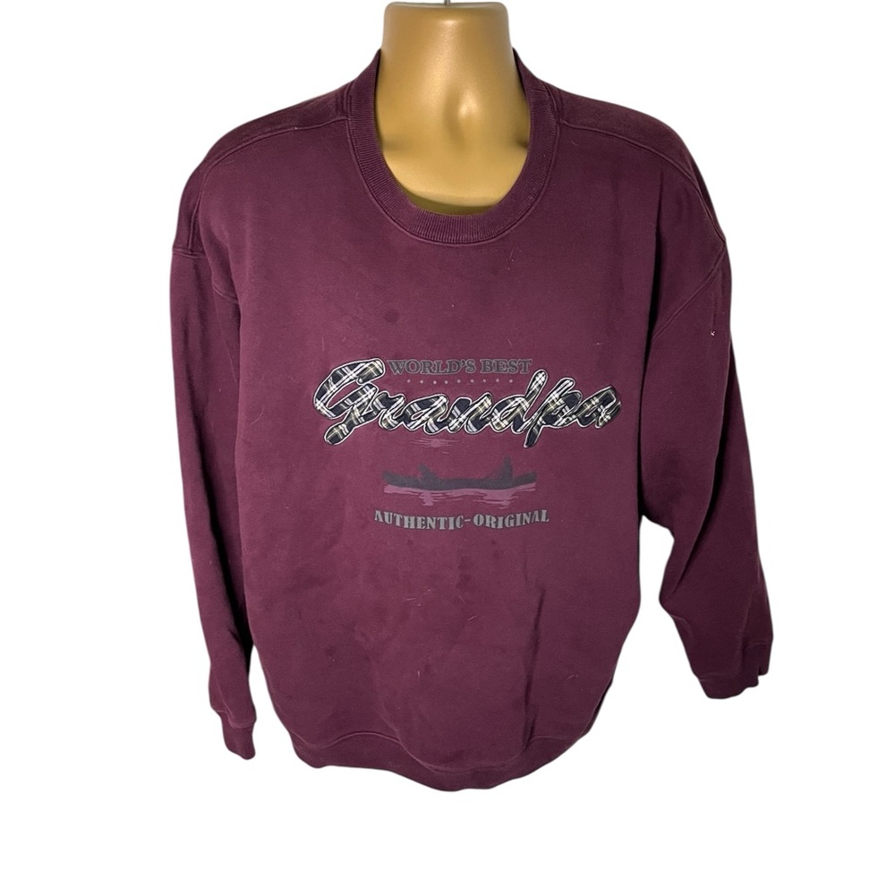 Y2K Croft & Barrow World’s Best Grandpa Sweatshirt Old Mauve Purple XL